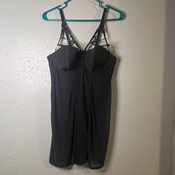 Cacique Seriously Sexy Collection Teddie and Panty Set Black 18/20 Feminine Goth - Picture 1 of 16